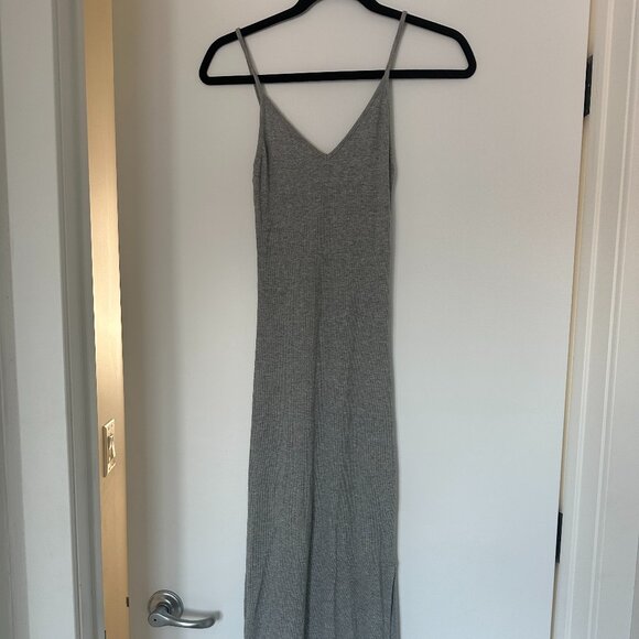 Indah from REVOLVE Grey Midi Dress with Slit - Picture 1 of 4